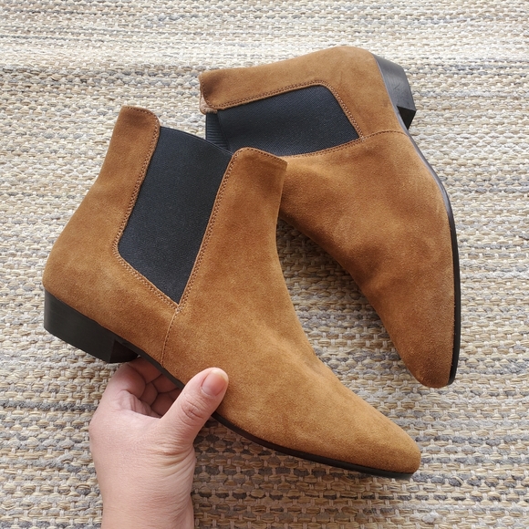 J. Crew Shoes - J. Crew Suede Chelsea Pointy Toe Boots In Glazed Pecan Womens 9.5